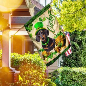 Black Dachshund St Patrick s Day Garden Flag Best Outdoor Decor Ideas St Patrick s Day Gifts 2