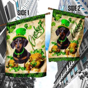 Black Dachshund St Patrick s Day Garden Flag Best Outdoor Decor Ideas St Patrick s Day Gifts 4