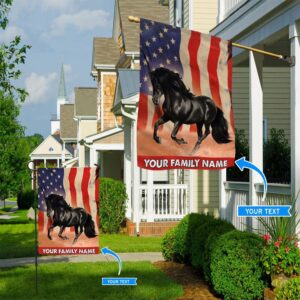 Black Horse American Personalized Garden Flag…