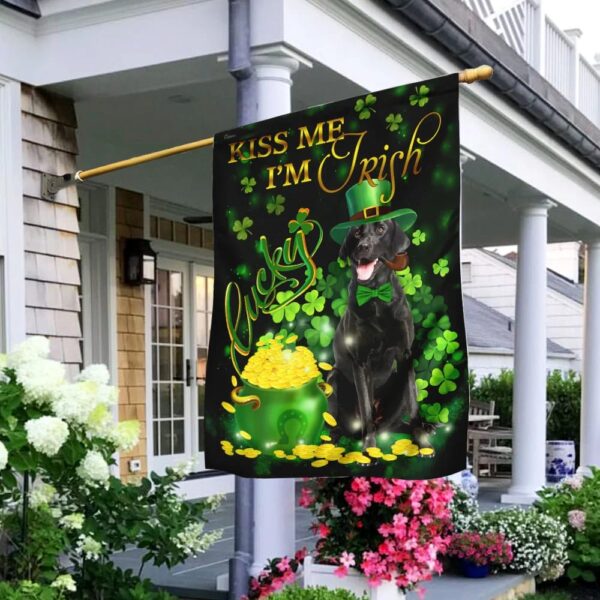 Black Labrador Kiss Me I’m Irish St Patrick’s Day Garden Flag – Best Outdoor Decor Ideas – St Patrick’s Day Gifts