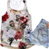 Black Mouth Cur Dog Flower Autumn Tank Top – Summer Casual Tank Tops For Women – Gift For Young Adults