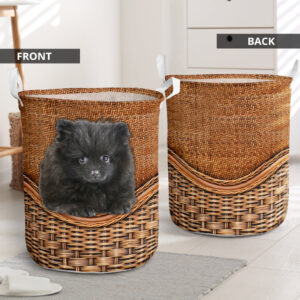Black Pomeranian Rattan Texture Laundry Basket…