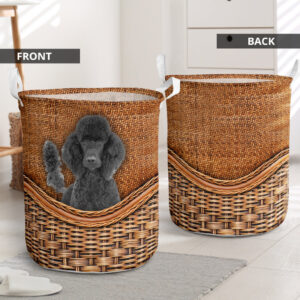 Black Standard Poodle Rattan Texture Laundry…