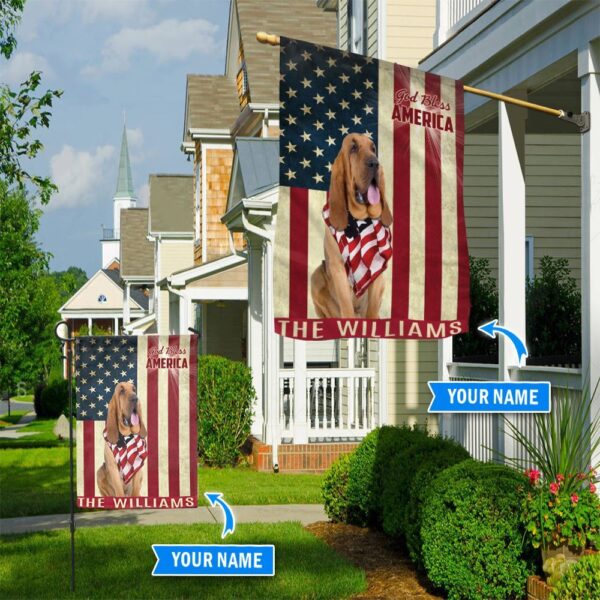 Bloodhound God Bless America Personalized Flag – Garden Dog Flag – Dog Flag For House