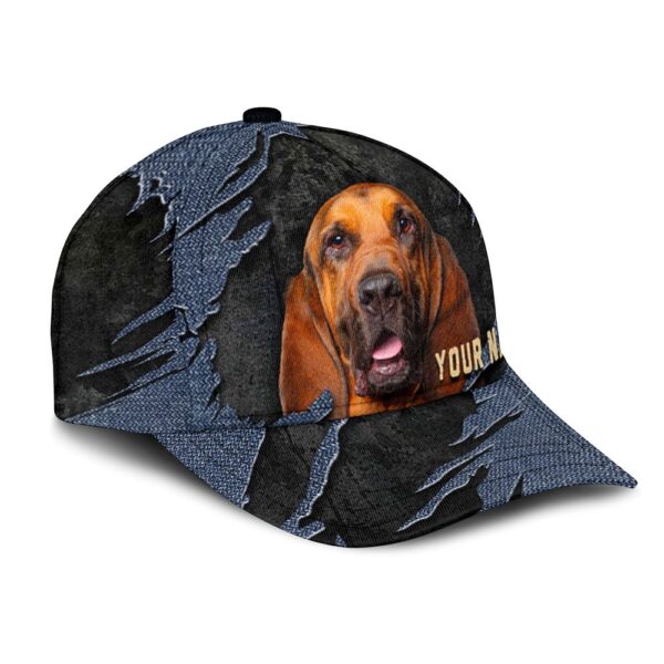 Bloodhound Jean Background Custom Name & Photo Dog Cap – Classic Baseball Cap All Over Print – Gift For Dog Lovers