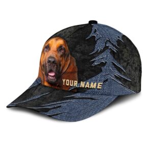 Bloodhound Jean Background Custom Name Cap Classic Baseball Cap All Over Print Gift For Dog Lovers 3 iegehv