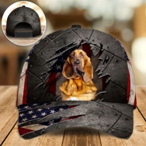 Bloodhound On The American Flag Cap…