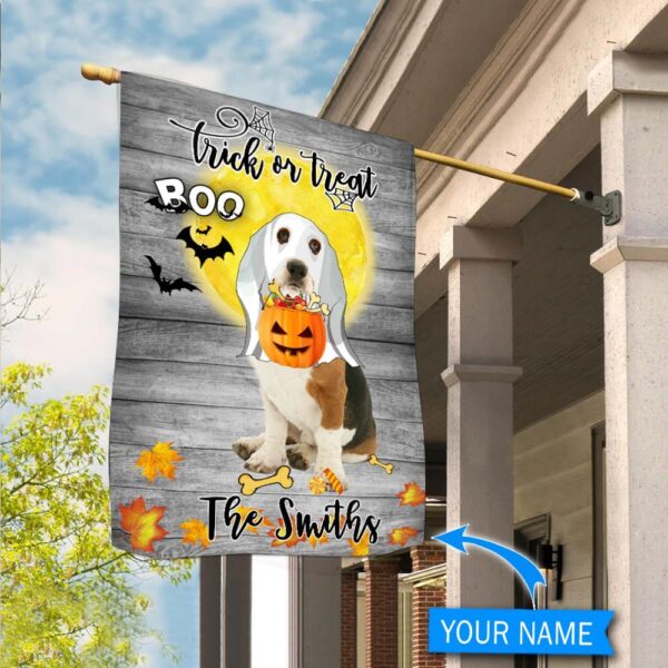 Boo Basset Hound Trick Or Treat Personalized Flag – Garden Dog Flag – Dog Flag For House