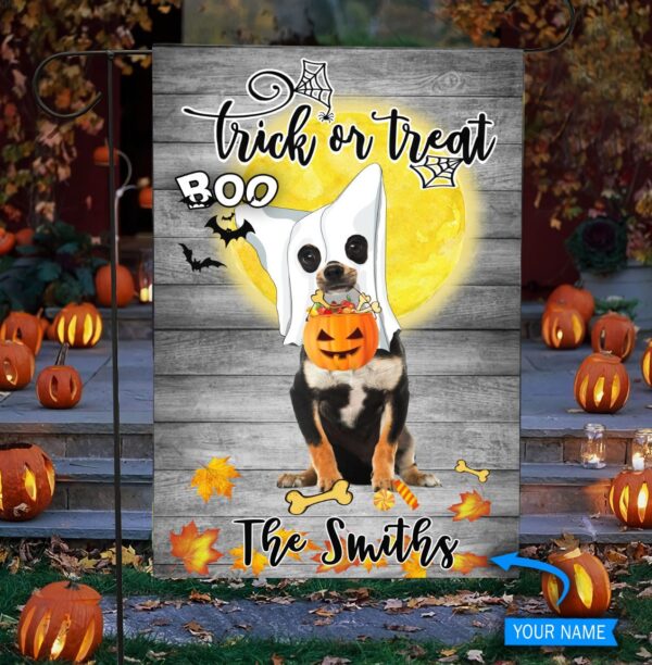 Boo Black & Tan Chihuahua Trick Or Treat Personalized Flag – Garden Dog Flag – Dog Flag For House