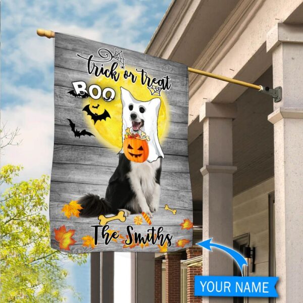 Boo Border Collie Trick Or Treat Personalized Flag – Garden Dog Flag – Dog Flag For House