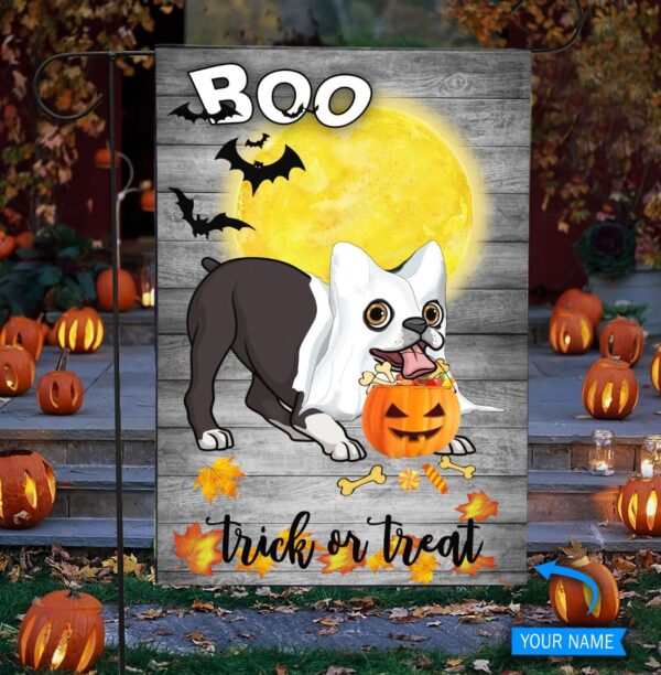 Boo Boston Terrier Trick Or Treat Custom Flag – Garden Dog Flag – Dog Flag For House