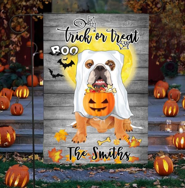 Boo Boxer Trick Or Treat Halloween Personalized Flag – Garden Dog Flag – Dog Flag For House