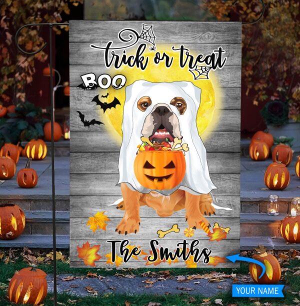 Boo Boxer Trick Or Treat Personalized Flag – Garden Dog Flag – Dog Flag For House