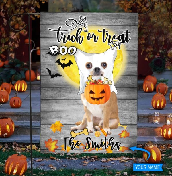 Boo Chihuahua Trick Or Treat Personalized Flag – Garden Dog Flag – Dog Flag For House