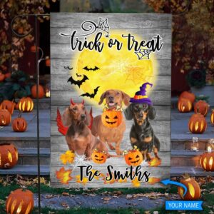 Boo Dachshund Trick Or Treat Personalized House Flag Garden Dog Flag Dog Flag For House 1