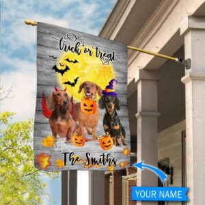 Boo Dachshund Trick Or Treat Personalized House Flag Garden Dog Flag Dog Flag For House 2