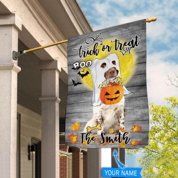 Boo English Springer Spaniel Trick Or Treat Personalized Flag – Garden Dog Flag – Dog Flag For House