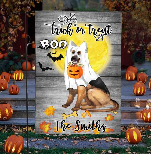 Boo German Shepherd Trick Or Treat Halloween Personalized Flag – Garden Dog Flag – Dog Flag For House