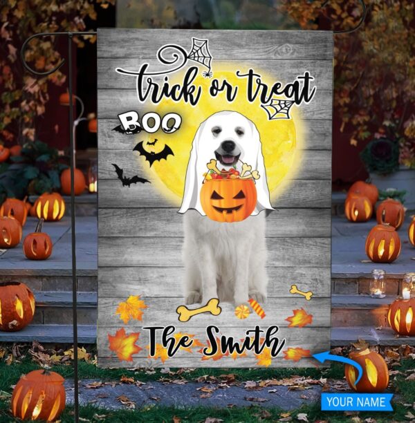 Boo Great Pyrenees Trick Or Treat Personalized Flag – Garden Dog Flag – Dog Flag For House