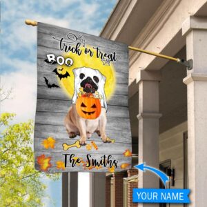 Boo Pug Trick Or Treat Personalized Flag Garden Dog Flag Dog Flag For House 1