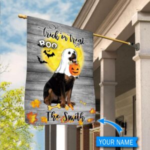 Boo Rottweiler Trick Or Treat Personalized Flag Garden Dog Flag Dog Flag For House 1