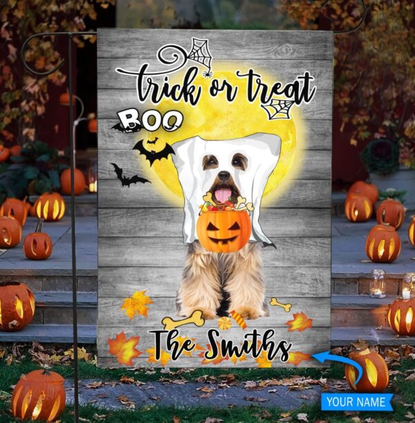 Boo Yorkshire Terrier Trick Or Treat Personalized Flag – Garden Dog Flag – Dog Flag For House