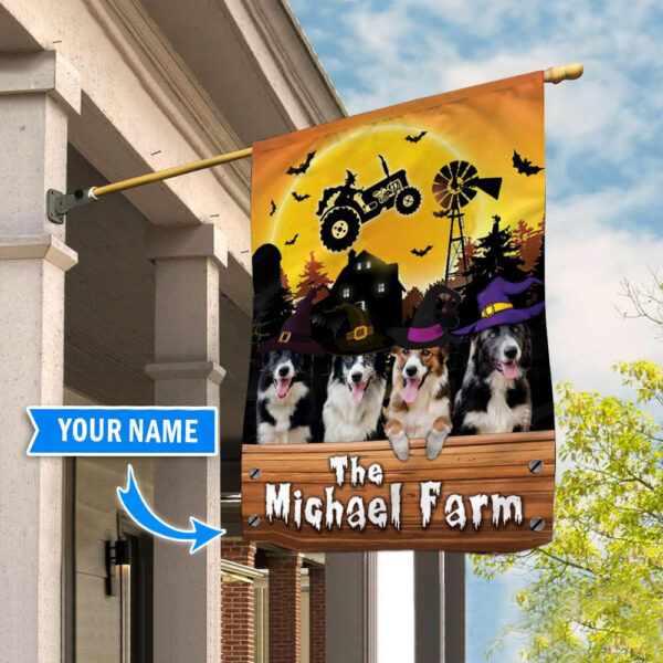 Border Collie Halloween Farm Personalized Flag – Garden Dog Flag – Dog Flag For House