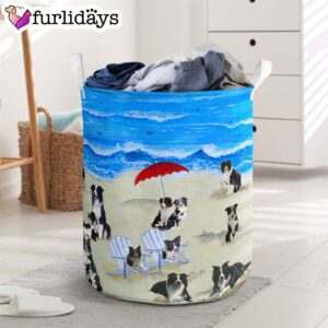 Border Collie In Beach Laundry Basket Dog Laundry Basket Mother Gift Gift For Dog Lovers 1