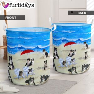 Border Collie In Beach Laundry Basket Dog Laundry Basket Mother Gift Gift For Dog Lovers 2