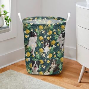 Border Collie In Pineapple Tropical Pattern Laundry Basket Dog Laundry Basket Mother Gift Gift For Dog Lovers 2