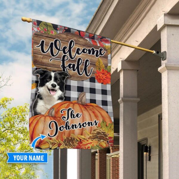 Border Collie Pumpkin Welcome Fall Personalized Flag – Garden Dog Flag – Custom Dog Garden Flags