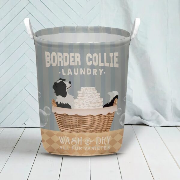 Border Collie Wash And Dry Laundry Basket – Dog Laundry Basket – Mother Gift – Gift For Dog Lovers