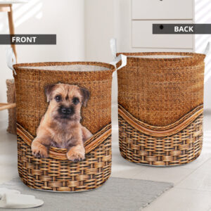 Border Terrier Rattan Texture Laundry Basket…