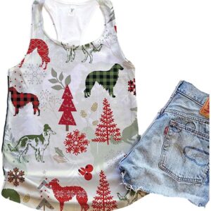 Borzoi Dog Christmas Flannel Tank Top Summer Casual Tank Tops For Women Gift For Young Adults 1 guzjod