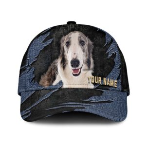 Borzoi Jean Background Custom Name Cap Classic Baseball Cap All Over Print Gift For Dog Lovers 1 zjnbhl