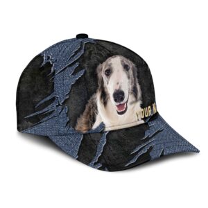 Borzoi Jean Background Custom Name Cap Classic Baseball Cap All Over Print Gift For Dog Lovers 2 oahbzs