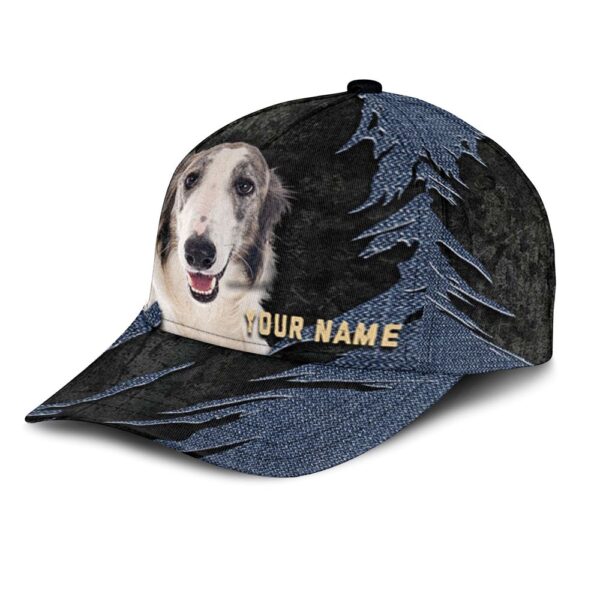 Borzoi Jean Background Custom Name & Photo Dog Cap – Classic Baseball Cap All Over Print – Gift For Dog Lovers