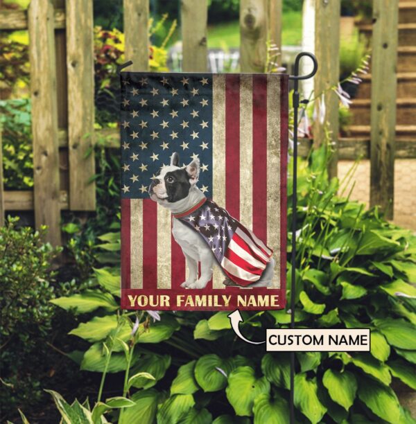 Boston Terrier & American Personalized Flag – Garden Dog Flag – Custom Dog Garden Flags
