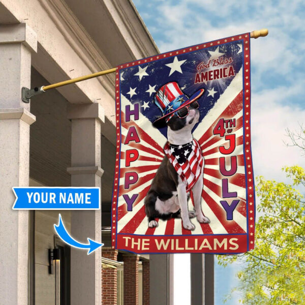 Boston Terrier  God Bless America – 4th Of July Personalized Flag – Garden Dog Flag – Dog Flag For House