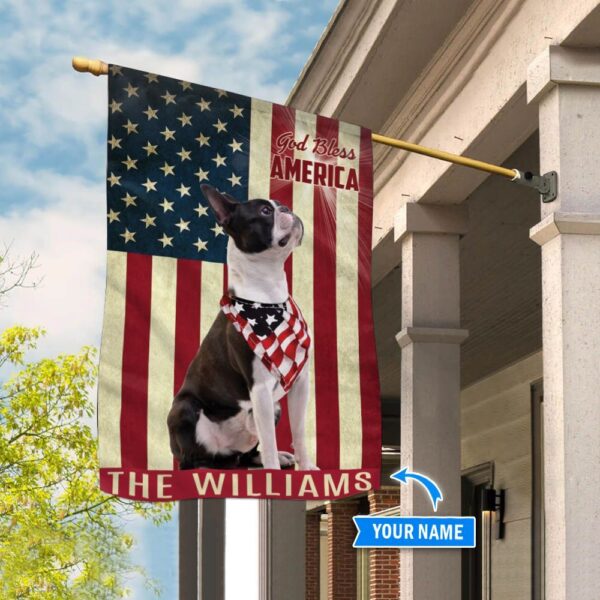 Boston Terrier God Bless America Personalized Flag – Garden Dog Flag – Dog Flag For House