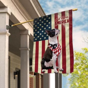 Boston Terrier God Bless House Flag Dog Flags Outdoor Dog Lovers Gifts for Him or Her 1
