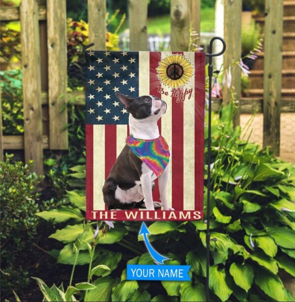 Boston Terrier Hippie Personalized Flag – Garden Dog Flag – Dog Flag For House