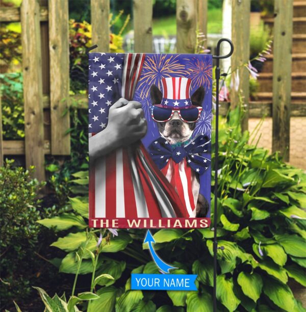 Boston Terrier Independence Day Personalized Flag – Garden Dog Flag – Custom Dog Garden Flags