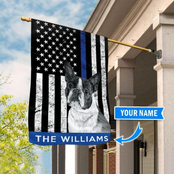 Boston Terrier Police Personalized Flag – Garden Dog Flag – Custom Dog Garden Flags