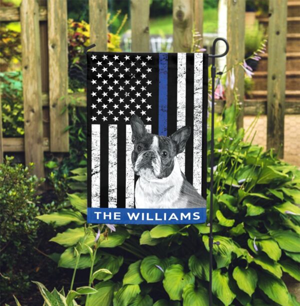 Boston Terrier Police Personalized Flag – Garden Dog Flag – Custom Dog Garden Flags