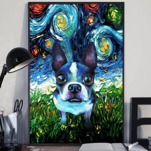Boston Terrier Poster Matte Canvas Dog Canvas Art Poster To Print Gift For Dog Lovers 2