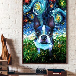 Boston Terrier Poster Matte Canvas Dog Canvas Art Poster To Print Gift For Dog Lovers 3