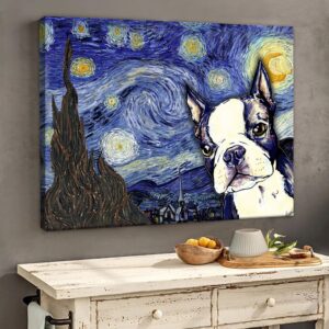 Boston Terrier Poster Matte Canvas Poster To Print Gift For Dog Lovers 2