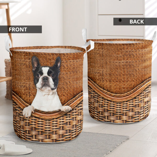 Boston Terrier Rattan Texture Laundry Basket – Dog Laundry Basket – Mother Gift – Gift For Dog Lovers