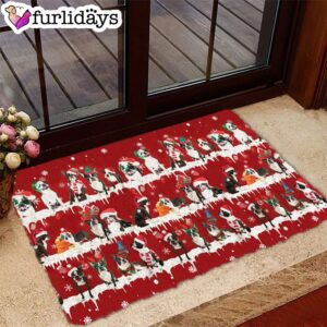 Boston Terrier Snow Merry Christmas Doormat…